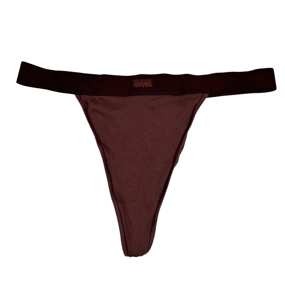 SKIMS Women's Rib Thong Underwear Size 4X Burgundy Garnet STT-0040